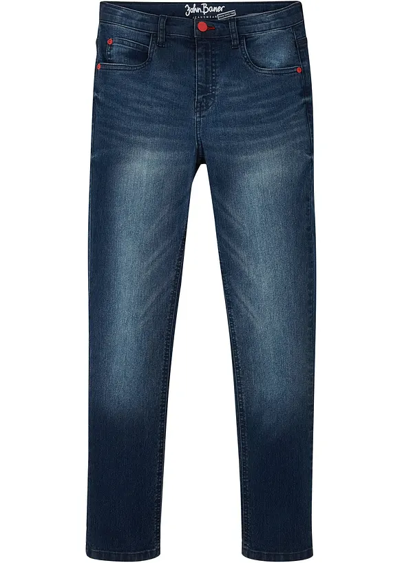 Jungen Jeans mit cooler Waschung, Slim Fit in blau von vorne - bonprix