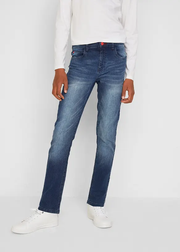 Jungen Jeans mit cooler Waschung, Slim Fit in blau von vorne - bonprix