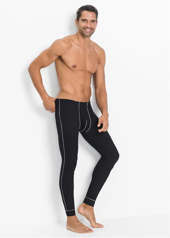 Thermo-Unterhose mit Eingriff in schwarz von vorne (Totalaufnahme) - bonprix