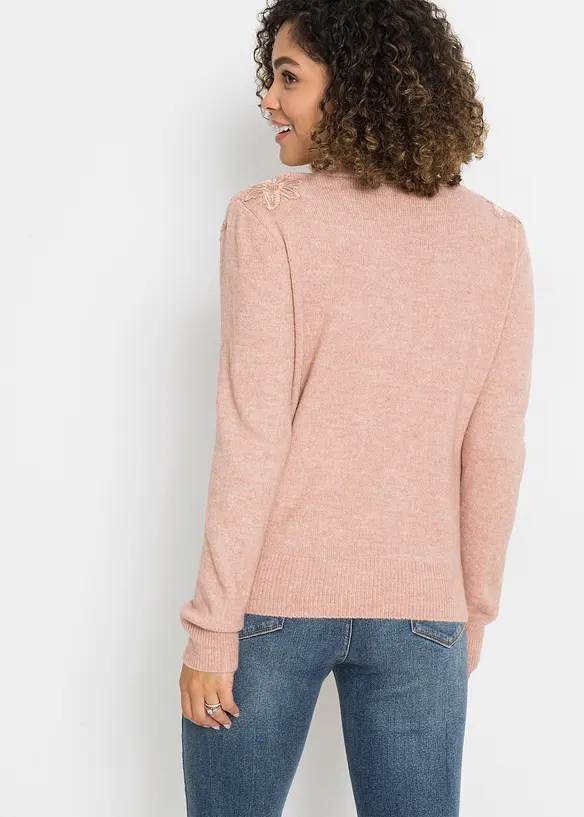 Pullover mit Spitzeneinsatz in rosa von hinten (im Anschnitt) - bonprix Pullover mit Spitzeneinsatz in rosa von hinten (im Anschnitt) - bonprix