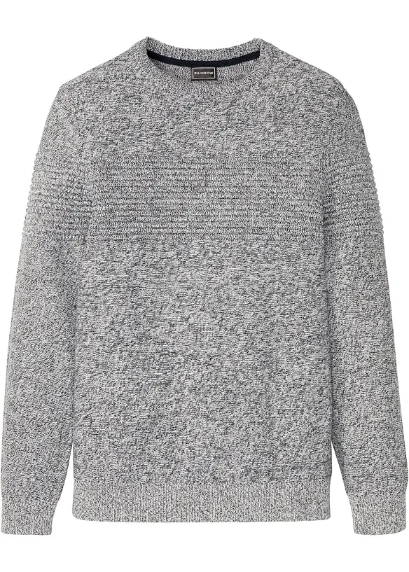 Pullover aus reiner Baumwolle in grau von vorne - bonprix