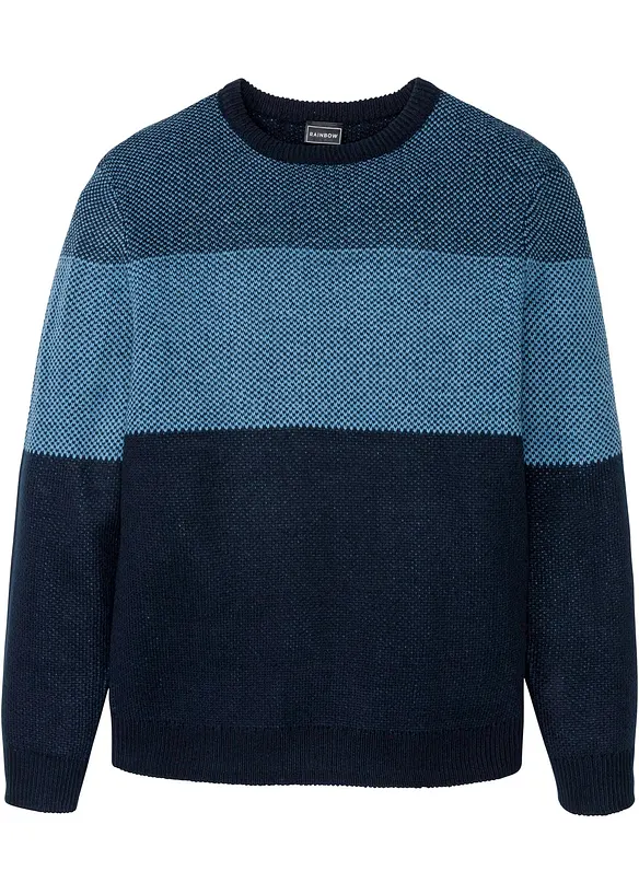 Feinstrickpullover in Regular-Fit in blau von vorne - bonprix