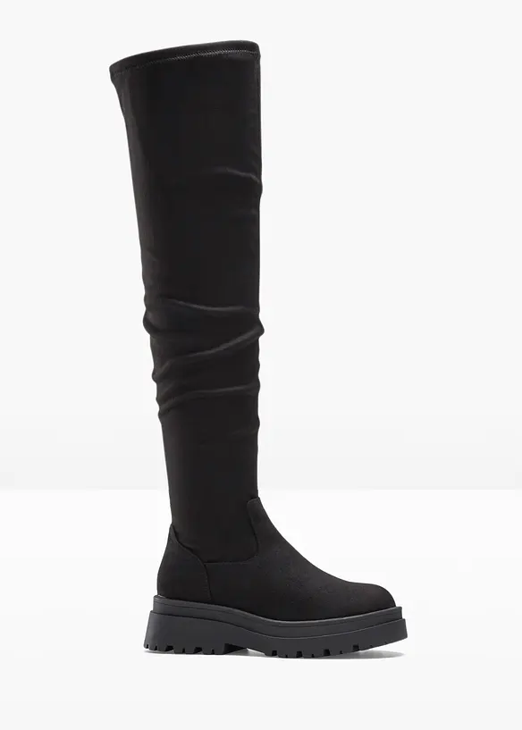 Overknee Stiefel in schwarz von vorne - bonprix