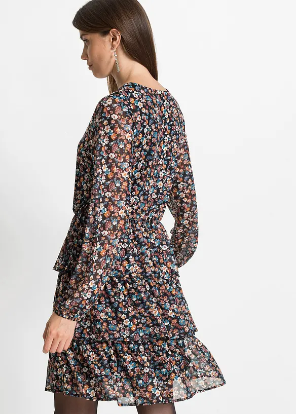 Minikleid aus Mesh in schwarz von hinten (Totalaufnahme) - bonprix