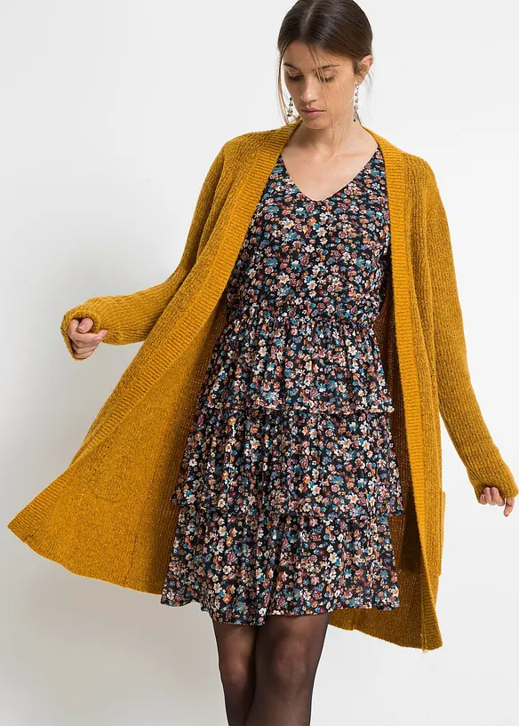 Longstrickjacke in orange von vorne (im Anschnitt) - bonprix Longstrickjacke in orange von vorne (im Anschnitt) - bonprix
