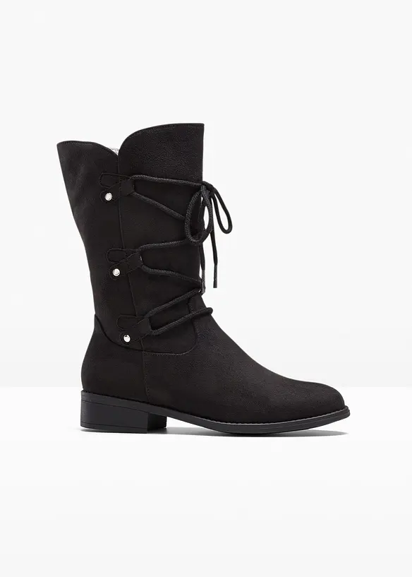 Schnürstiefel in schwarz von vorne - bonprix