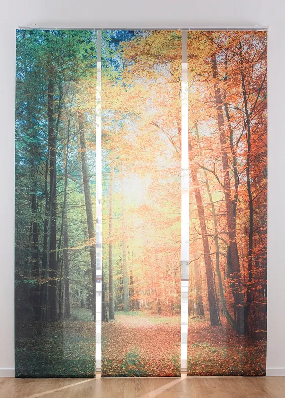 Blendschutz Schiebegardine mit Wald Motiv (3er Pack) in grün - bonprix