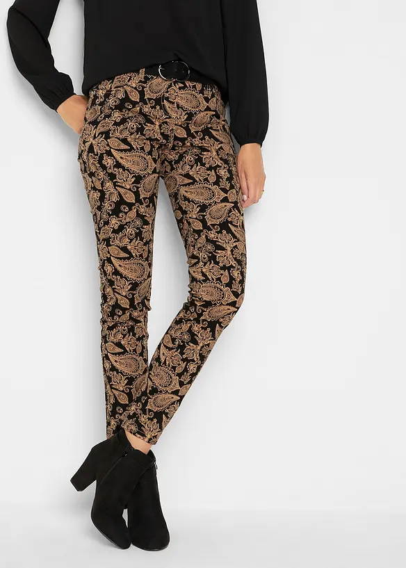 Baumwollstretch-Hose bedruckt in schwarz von vorne - bonprix