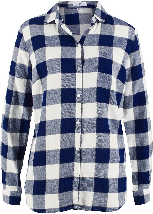 Flanellhemd aus reiner Baumwolle in blau von vorne - bonprix