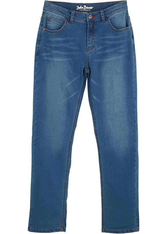 Jungen Jeans mit Fleece, Slim Fit in blau von vorne - John Baner JEANSWEAR