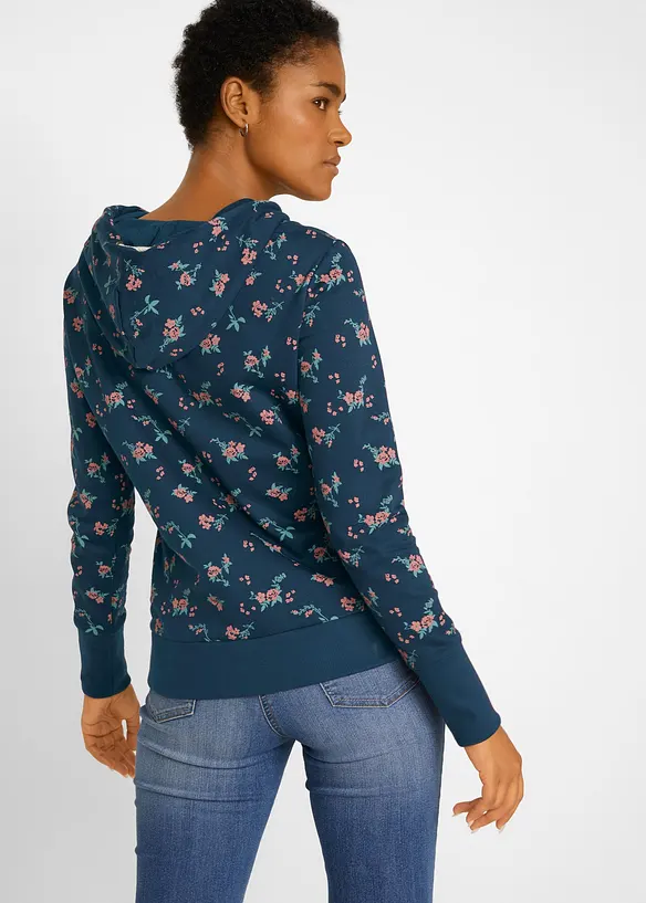 Kapuzensweatshirt mit Kordeln aus reiner Baumwolle in blau von hinten (im Anschnitt) - bonprix Kapuzensweatshirt mit Kordeln aus reiner Baumwolle in blau von hinten (im Anschnitt) - bonprix