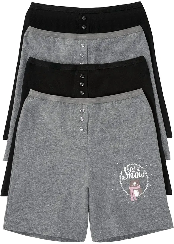 Lange Boxer mit Baumwolle und hohem Bund (4er Pack) in schwarz von vorne - bonprix