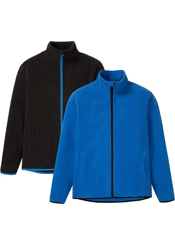 Fleecejacke (2er Pack) in blau von vorne - bonprix