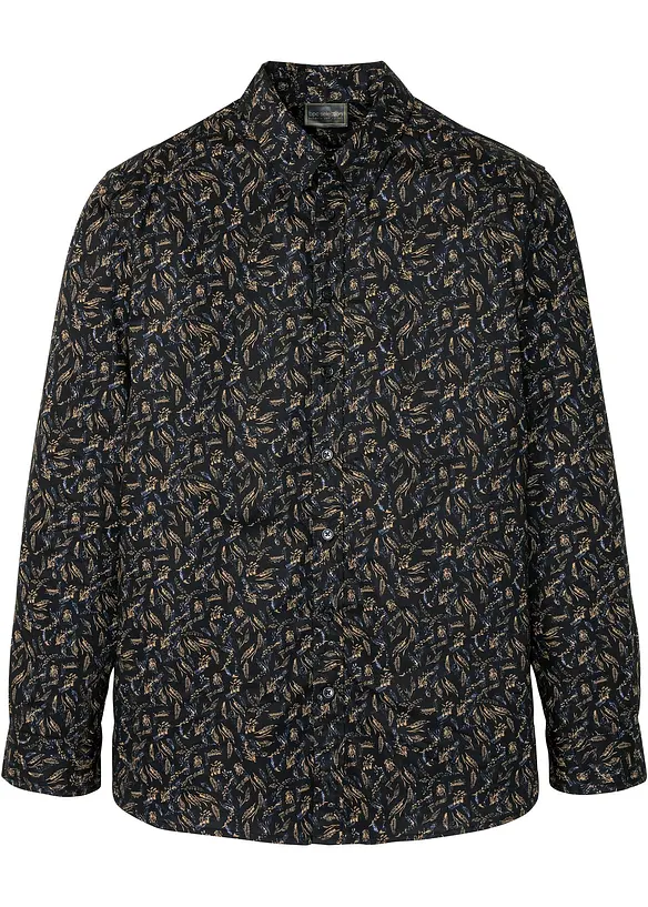 Langarmhemd aus Bio-Baumwoll-Popeline in Regular Fit in schwarz von vorne - bonprix