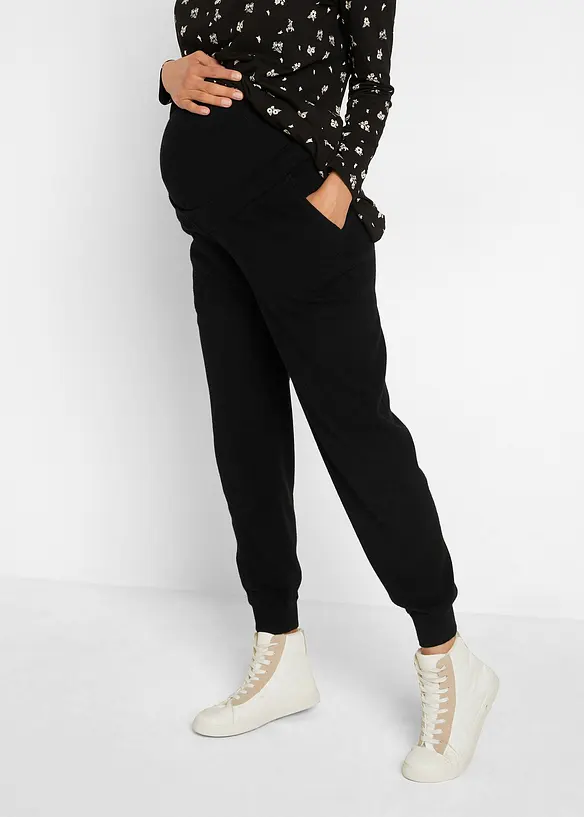 Umstandshose aus weichem Strick in schwarz von vorne - bonprix Umstandshose aus weichem Strick in schwarz von vorne - bonprix