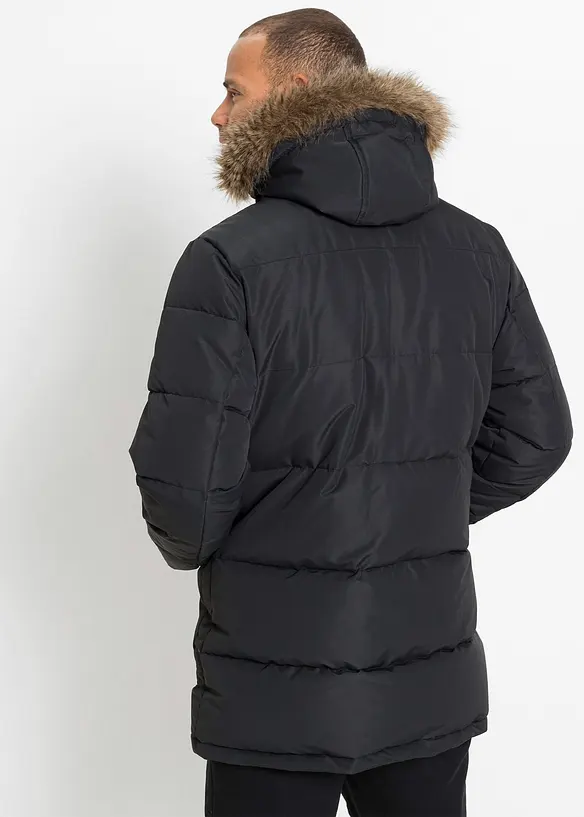 Gefütteter Funktionsparka in schwarz von hinten (im Anschnitt) - bonprix
