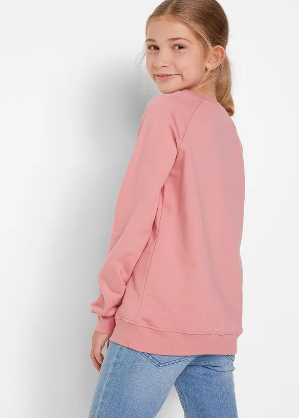 Sweatshirt aus reiner Baumwolle in rosa von hinten (im Anschnitt) - bonprix