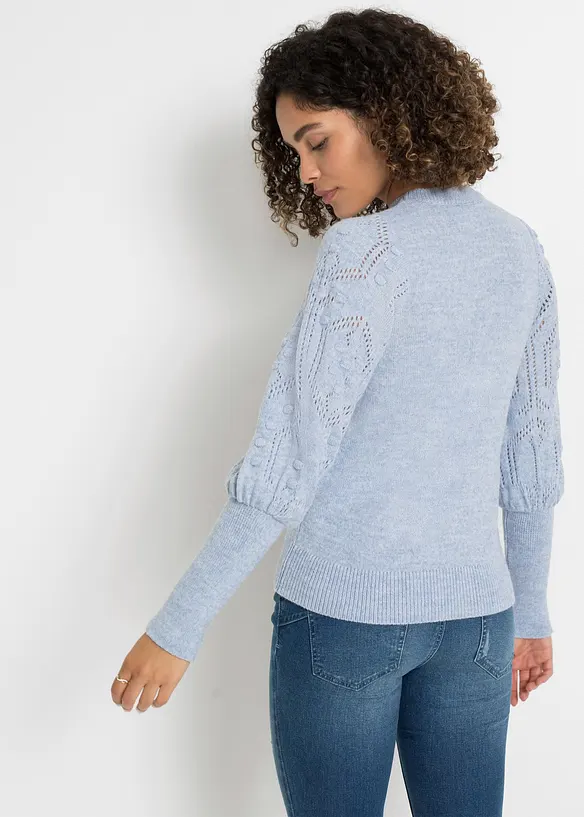 Pullover mit Ajourmuster in blau von hinten (im Anschnitt) - bonprix Pullover mit Ajourmuster in blau von hinten (im Anschnitt) - bonprix