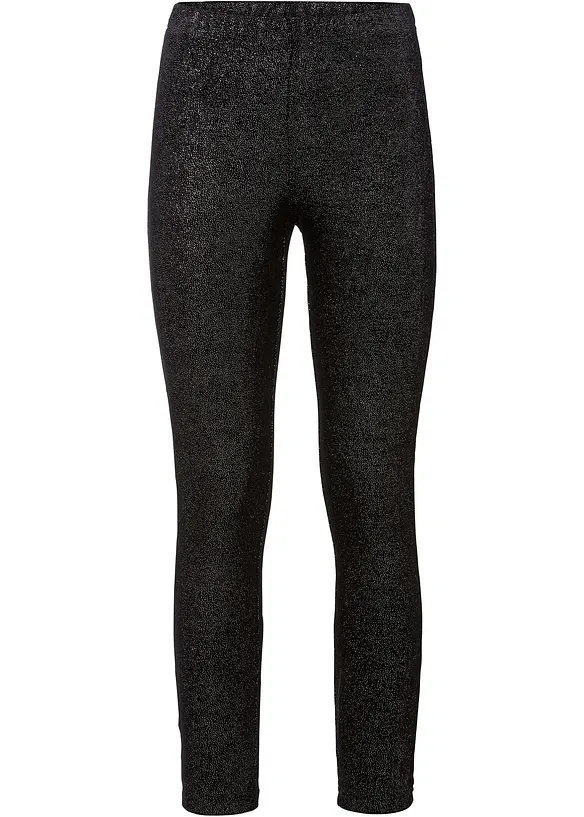 Glitzer Leggings aus Samt in schwarz von vorne - bonprix