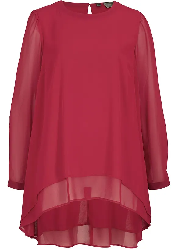 Long-Tunika aus Chiffon in rot von vorne - bonprix