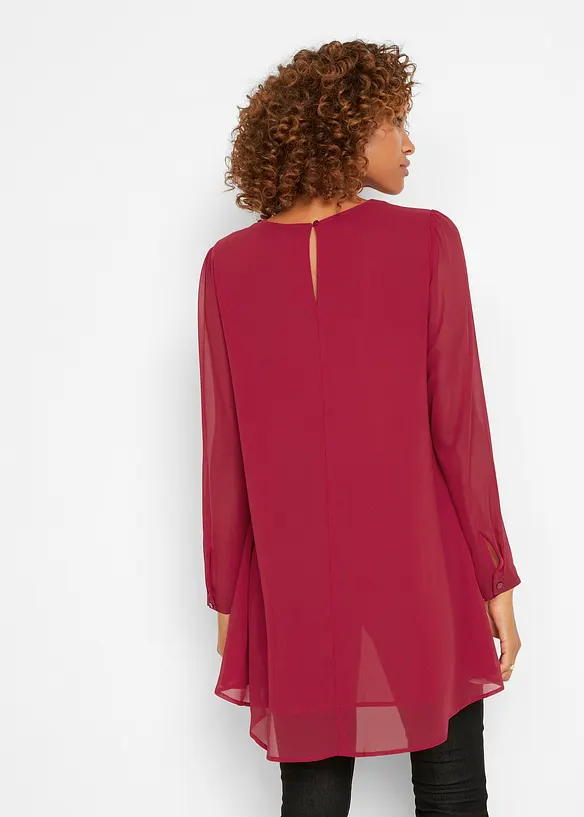 Long-Tunika aus Chiffon in rot von hinten (im Anschnitt) - bonprix