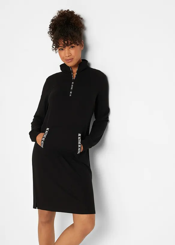 Weiches Sweatkleid in schwarz von vorne (Totalaufnahme) - bonprix Weiches Sweatkleid in schwarz von vorne (Totalaufnahme) - bonprix