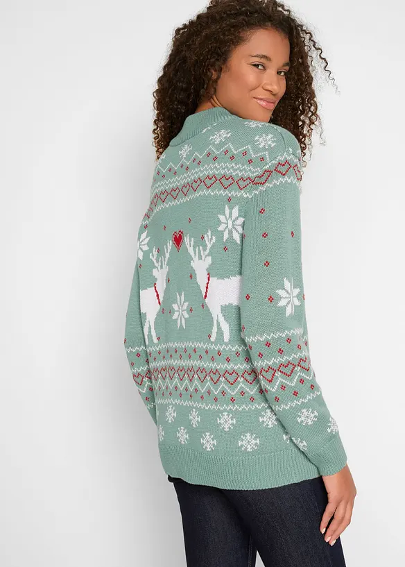 Norweger-Pullover mit Turtleneck in grün von hinten (im Anschnitt) - bonprix