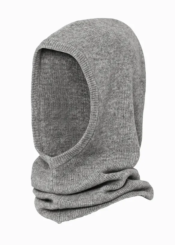 Schalkragen aus Rippstrick in grau von vorne - bonprix