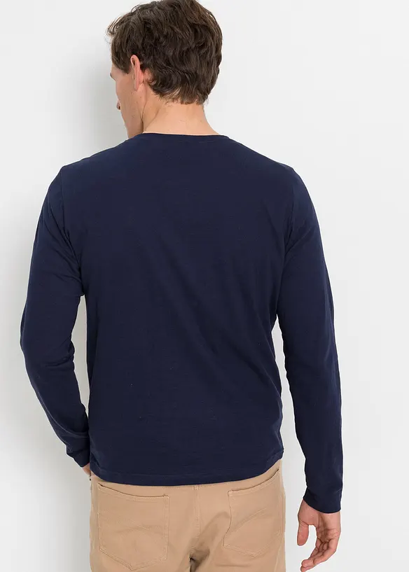 Langarmshirt in Regular Fit (3er Pack) in blau von hinten (im Anschnitt) - bonprix