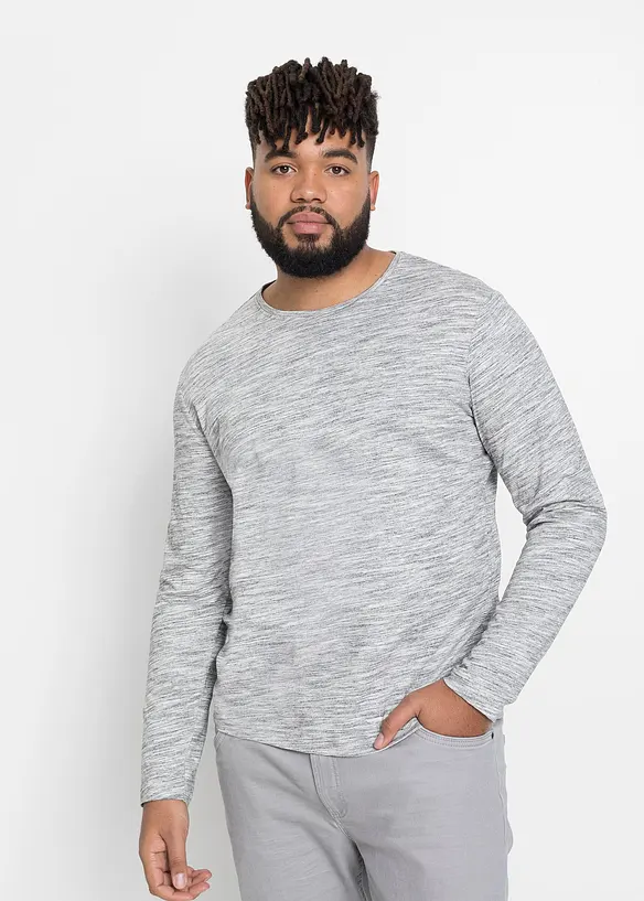 Langarmshirt in Regular Fit (2er Pack) in blau von vorne (im Anschnitt) - bonprix