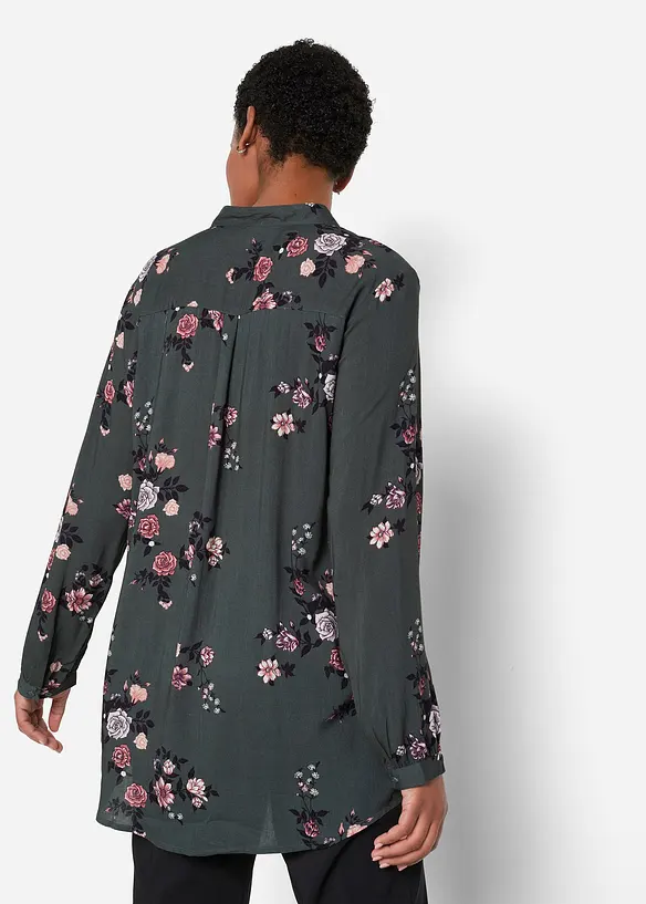 Longbluse aus fließender Viskose in grün von hinten (im Anschnitt) - bonprix Longbluse aus fließender Viskose in grün von hinten (im Anschnitt) - bonprix