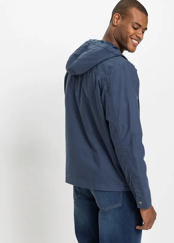 Übergangsjacke mit Kapuze in blau von hinten (im Anschnitt) - bonprix