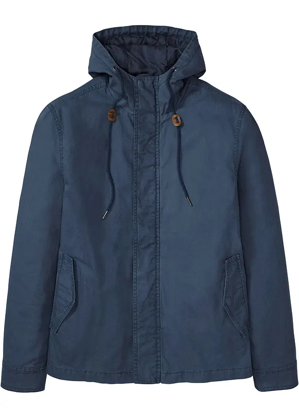 Übergangsjacke mit Kapuze in blau von vorne - bonprix
