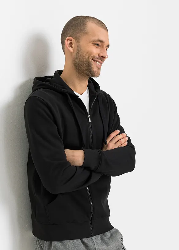 Kapuzen-Sweatjacke (2er Pack) in grau von vorne (im Anschnitt) - bonprix