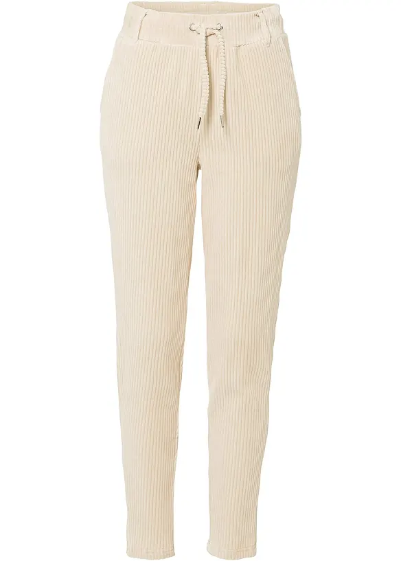 Hose in Cordoptik mit elastischem Bund in beige von vorne - bonprix Hose in Cordoptik mit elastischem Bund in beige von vorne - bonprix