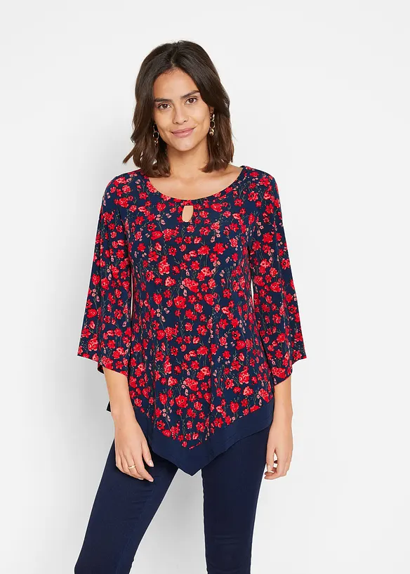 Shirt-Tunika in blau von vorne (im Anschnitt) - bonprix