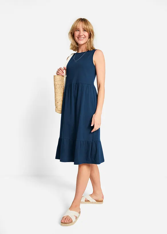 Jerseykleid aus reiner Baumwolle in blau von vorne (Totalaufnahme) - bonprix Jerseykleid aus reiner Baumwolle in blau von vorne (Totalaufnahme) - bonprix