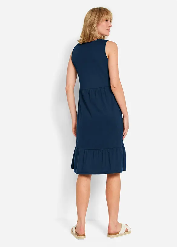 Jerseykleid aus reiner Baumwolle in blau von hinten (Totalaufnahme) - bonprix Jerseykleid aus reiner Baumwolle in blau von hinten (Totalaufnahme) - bonprix