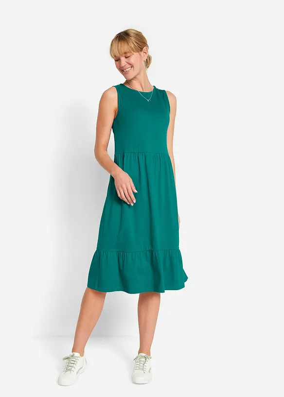 Jerseykleid aus reiner Baumwolle in petrol von vorne (Totalaufnahme) - bonprix Jerseykleid aus reiner Baumwolle in petrol von vorne (Totalaufnahme) - bonprix