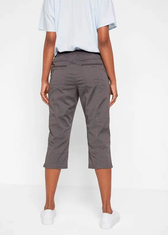 Caprihose mit Bindeband aus Baumwoll-Mix in grau von hinten - bonprix Caprihose mit Bindeband aus Baumwoll-Mix in grau von hinten - bonprix