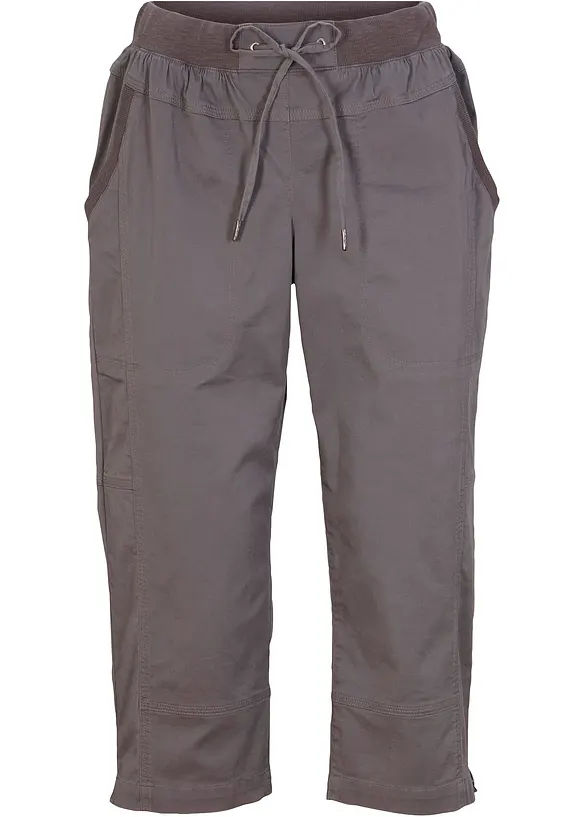 Caprihose mit Bindeband aus Baumwoll-Mix in grau von vorne - bonprix Caprihose mit Bindeband aus Baumwoll-Mix in grau von vorne - bonprix
