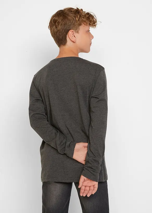 Langarmshirt mit Bio-Baumwolle (2er-Pack) in grau von hinten (im Anschnitt) - bonprix