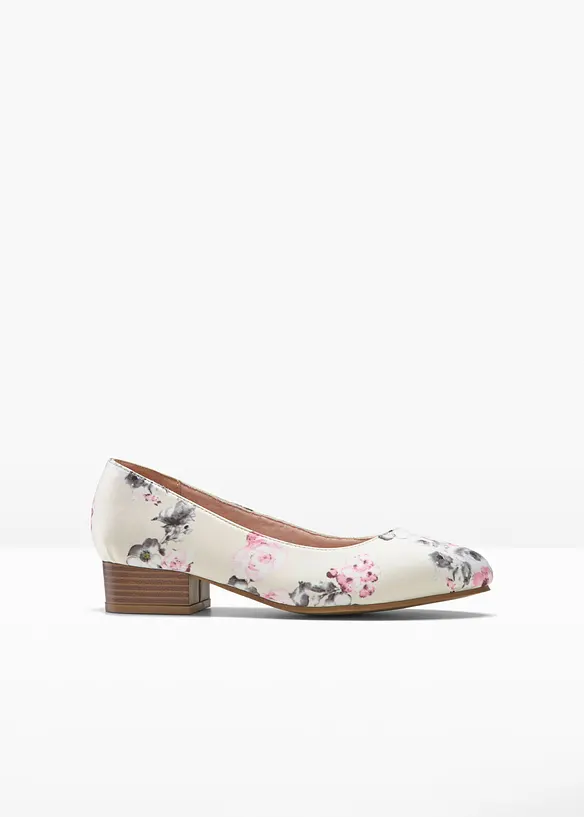 Pumps mit Blockabsatz in beige von vorne - bonprix