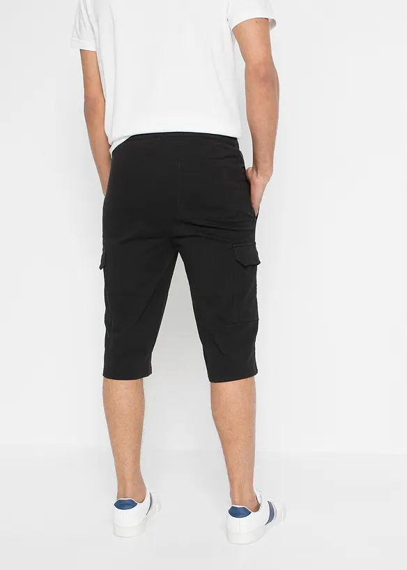 Cargo-Sweatbermuda aus Bio-Baumwolle in Regular Fit in schwarz von hinten - bonprix