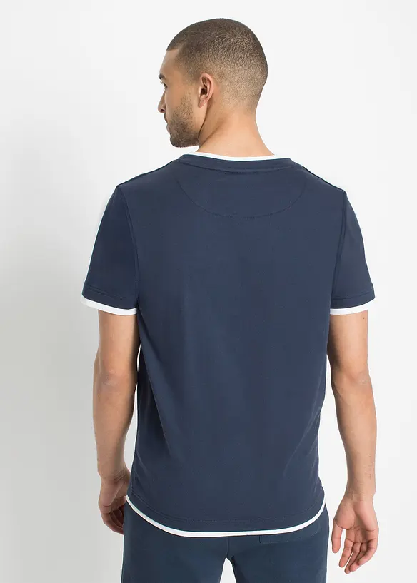 2-in-1-Shirt in Regular Fit (2er Pack) in blau von hinten (im Anschnitt) - bonprix
