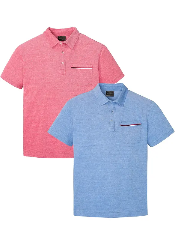 Poloshirt aus robustem Piqué (2er Pack) in rot von vorne - bonprix