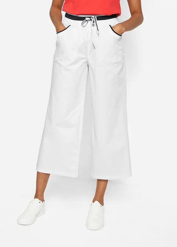 Papertouch-Culotte aus Baumwoll-Mix in weiß von vorne - bonprix