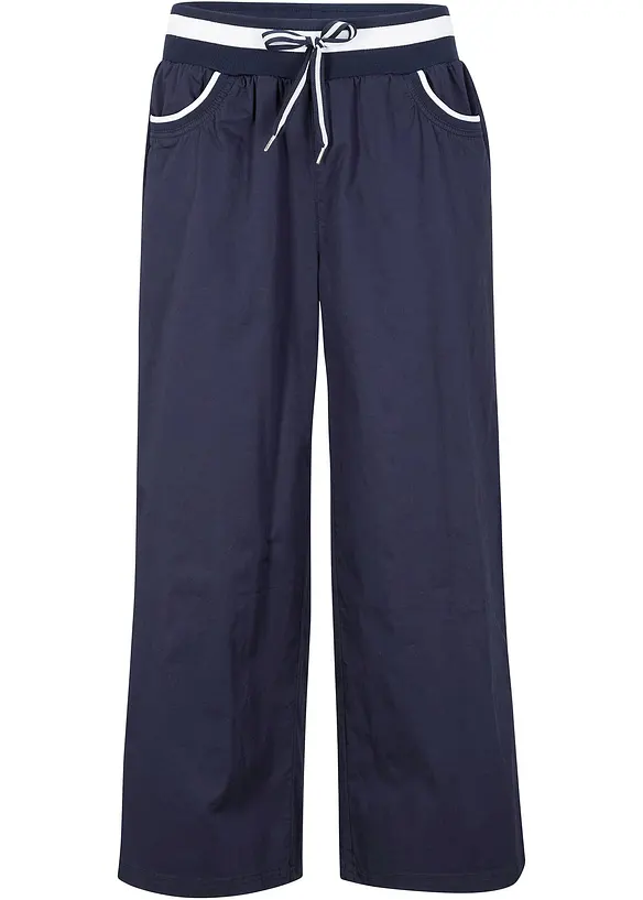 Papertouch-Culotte aus Baumwoll-Mix in blau von vorne - bonprix Papertouch-Culotte aus Baumwoll-Mix in blau von vorne - bonprix