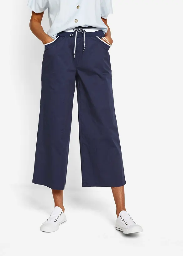Papertouch-Culotte aus Baumwoll-Mix in blau von vorne - bonprix Papertouch-Culotte aus Baumwoll-Mix in blau von vorne - bonprix