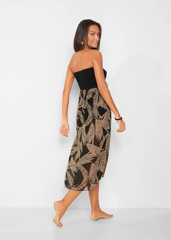 Bandeau-Strandkleid aus leichtem Chiffon in schwarz von hinten (Totalaufnahme) - bonprix Bandeau-Strandkleid aus leichtem Chiffon in schwarz von hinten (Totalaufnahme) - bonprix